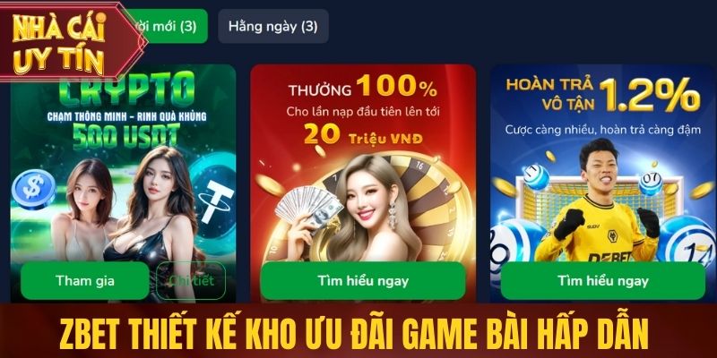 Zbet thiết kế kho ưu đãi game bài hấp dẫn cho người chơi